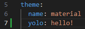 VScode interface that a field named "yolo", perfectly working, not raising any errors. The value is "hello!".