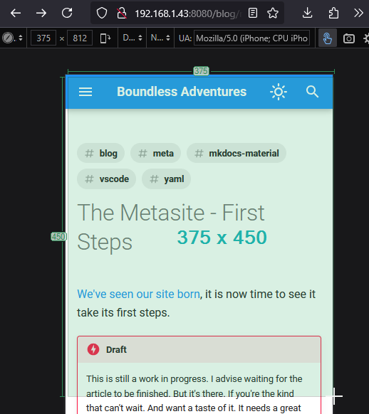 An example of taking a screenshot of Firefox mobile view of a website, under Windows via the Greenshot software